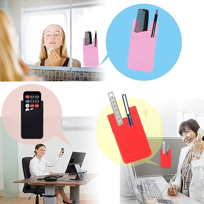 SHANSHUI Phone Card Holder, Phone Wallet Stick on Business Card Holder Pocket Compatible for iPhone 11 Pro and Most Smartphones - 5PCS