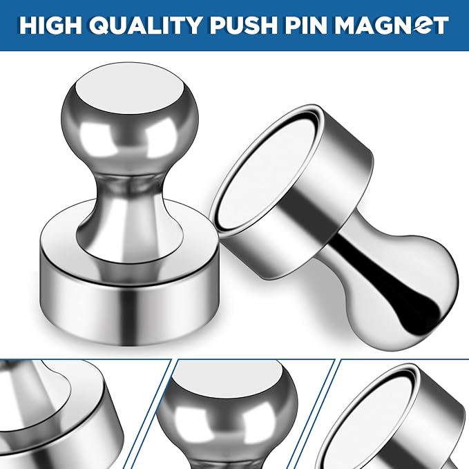 LOVIMAG Fridge Magnets 50Pcs, Magnet for Refrigerator Whiteboard, Silver | Small Strong Neodymium Metal Cute Push Pin for Classroom, Kitchen, Accessories Decorative, Office, Calendar