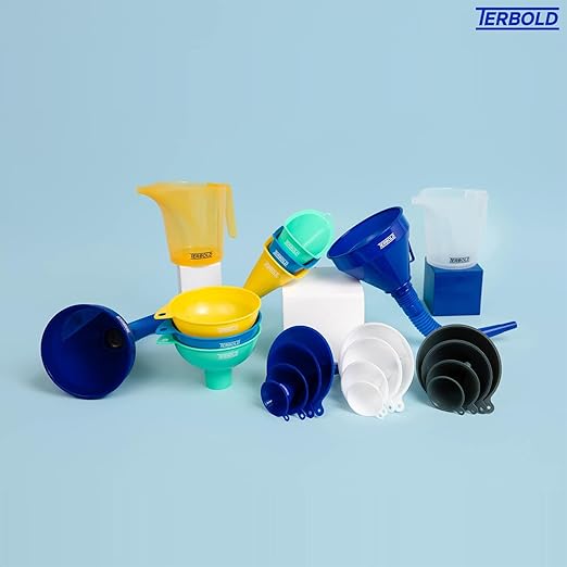 4pc Funnel Nesting Set in BPA Free Plastic for Kitchen Cooking, Car Oil, Home, or Lab Use (Gray)
