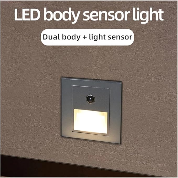 Motion Sensor Stair Lights 3W 3000K Recessed LED Step Light Indoor Stair Step Wall Lamp Staircase Bedroom Decoration 1Pcs Gold