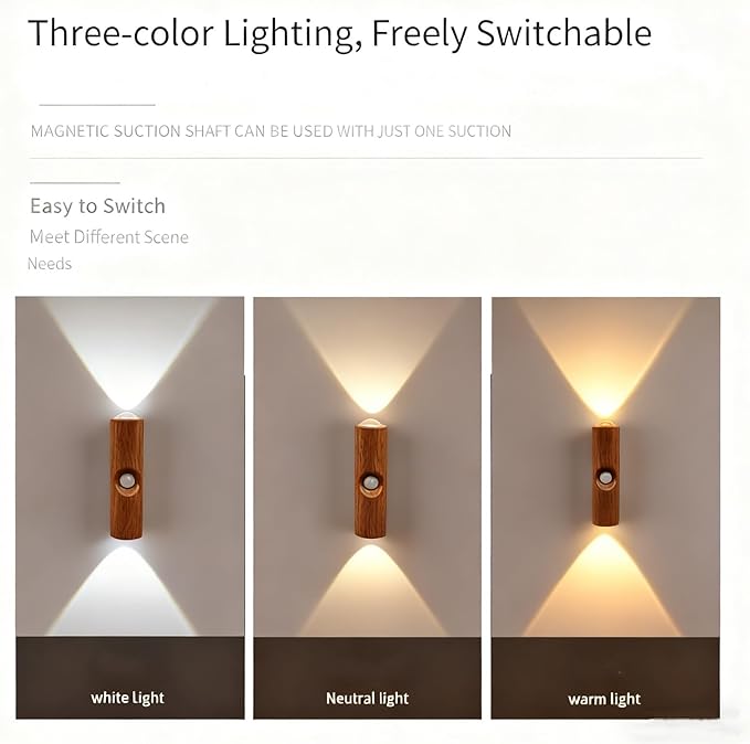 Rechargeable Smart LED Motion Sensor Ambient Light, Punch-Free Color Changing Motion Sensor Light for Stairs, Wardrobe, Cabinet (1Pc,Black, 7-Color Changing)