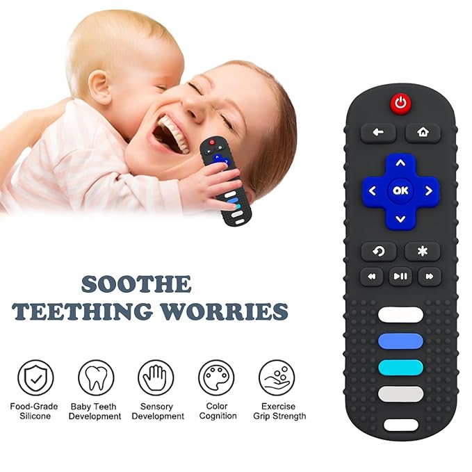 YAPROMO Baby Teething Toys, 2 Pcs TV Remote Teether for Babies, Food Grade Teething Remote, Silicine Chew Toy BPA Free