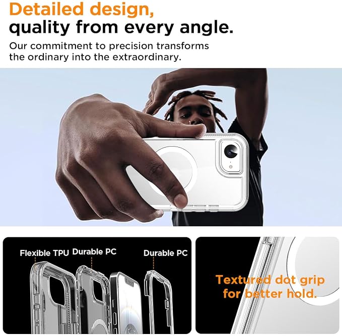AICase for iPhone 17e Case/iPhone 16e Case Clear Support MagSafe 3 in 1 Heavy Duty Drop Protection Full Body Rugged Shockproof/Dust Proof 3-Layer Military Protective Tough Durable for 17e/16e 6.1"_1