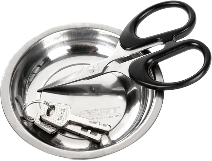 5 Pack 4.3 Inch Magnetic Parts Tray Craftsman Magnetic Tray for Mechanics Magnetic Screw Holder Magnetic Bowl for Screws Bolt Magnetic Tool Tray Stainless Steel Magnet Tray Round Magnetic Dish