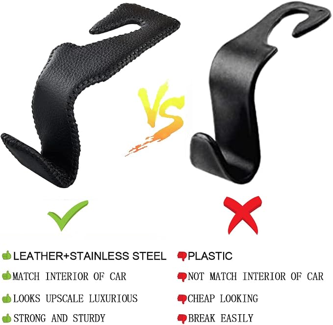 yicheyiyou Car Hooks Universal Car Vehicle Back Seat Headrest Hanger Holder Hook Microfiber Leather & Stainless Steel for Bag Purse Cloth Drink Grocery (Black red)���