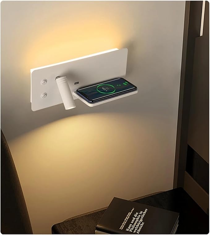 Wireless Charging Column Modern Minimalist Style LED Tone Wall Light Black White Luxury Home Decor Appliances Bedroom Nightstand,Modern