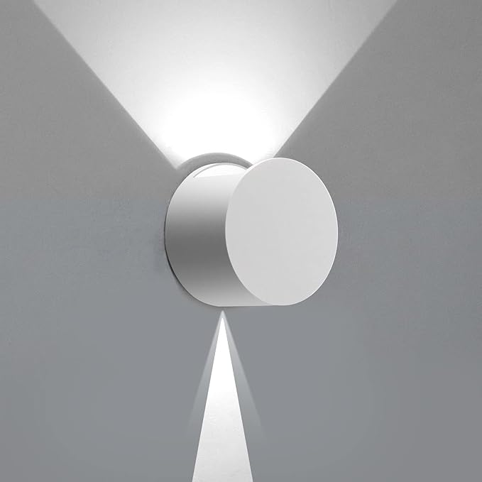 Kawell 8W Modern LED Wall Sconce Light Up Down Waterproof Outdoor Wall Lamp Indoor Hardwired for Bedroom Bathroom Hallway Stairs Porch, White 6000K