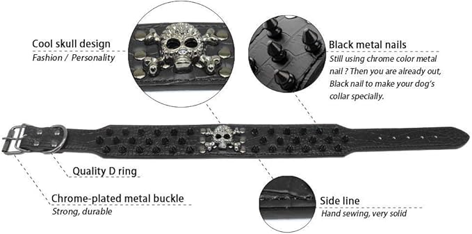 Serijoars Spiked Studded Dog Collar, PU Leather Dog Collar, Adjustable Pet Collars for Medium or Large Breed Pet (S, Red2)