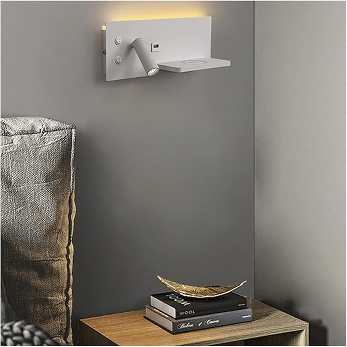Wireless Charging Column Modern Minimalist Style LED Tone Wall Light Black White Luxury Home Decor Home Appliances Bedroom Nightstand,Crystal Chandelier