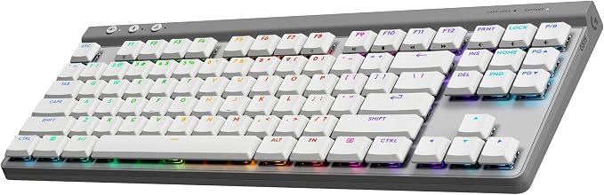 Logitech G515 Lightspeed TKL Wireless Gaming Keyboard (Linear) - White | LIGHTSPEED, low profile gaming, LIGHTSYNC RGB, thin tenkeyless, double-shot PBT keycaps, mechanical switches