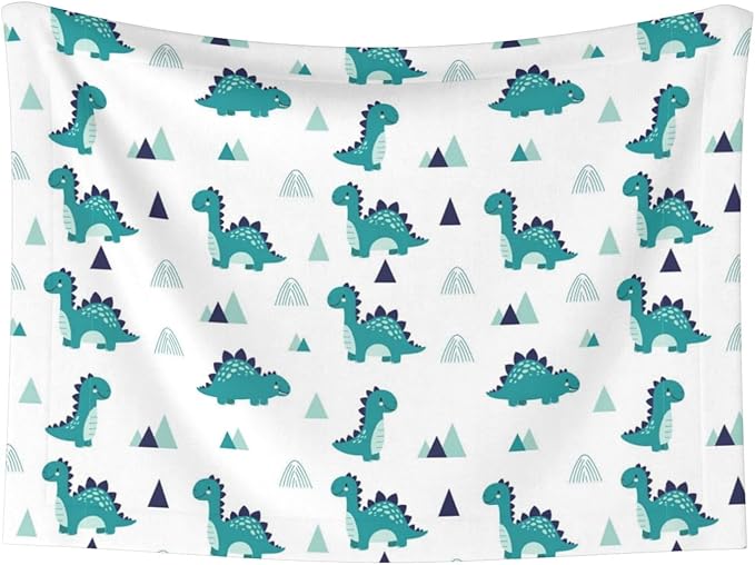 Reversible Plush Dot Pet Blanket for Dogs and Cats, Funny Dinosaur Green, Ultra Soft Two Sided Design with Warm Fuzzy Side and Smooth Side for Comfort
