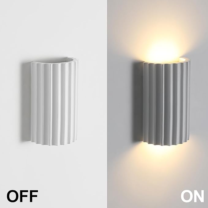 ZEROUNO White Resin Modern LED Wall sconces Hardwired Indoor Wall Lights Up and Down Wall Mount Wall Lamp Fixture for Living Room Bedroom Hallway Corridor Conservatory Stairs (with E12 Bulbs)
