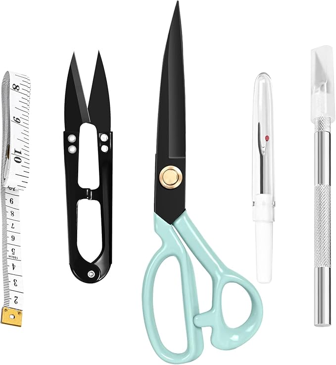Professional Tailor Scissors Heavy Duty - Multi-Purpose Sewing Fabric Scissors for Leather Cutting Industrial Sharp Shears Home Office Arts, and Crafts (10 Inch) Green