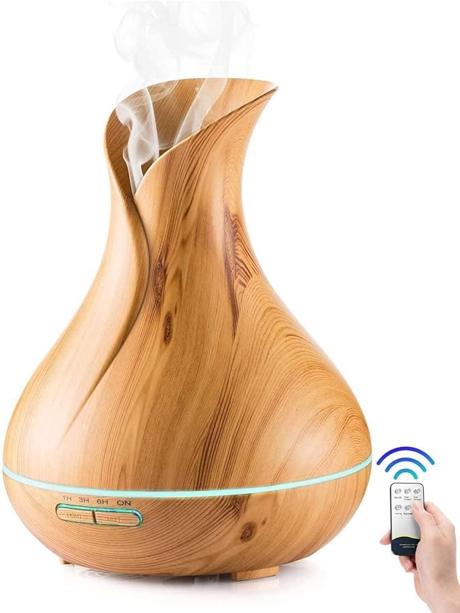Aroma Diffuser, 550 ml Essential Oil Diffuser, Humidifier for Aromatherapy, Adjustable Mist Output, 7 Colour Levels (550 ml Remote Control), 846469, 27 x 15 cm
