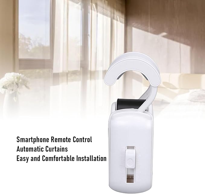 Smart Curtain Motor, Tuya App Controlled Automatic Opener with 5200mAh Battery and Safety Sensor, Easy Install Cordless Motorized Curtain Track for Home, Office and Bedroom
