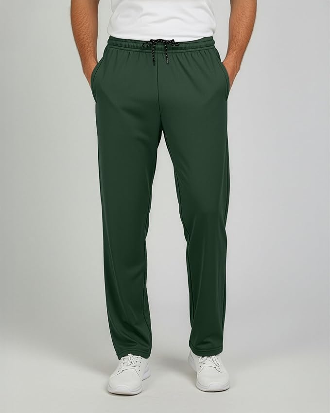 3 Pack Men's Mesh Open Bottom Sweatpants Active Athletic Workout Gym Pocket | Available in Big & Tall, Uncuffed, Elastic Waistband, Drawstring, Straight Leg, Running, Jogging, Exercise, Training, Sports