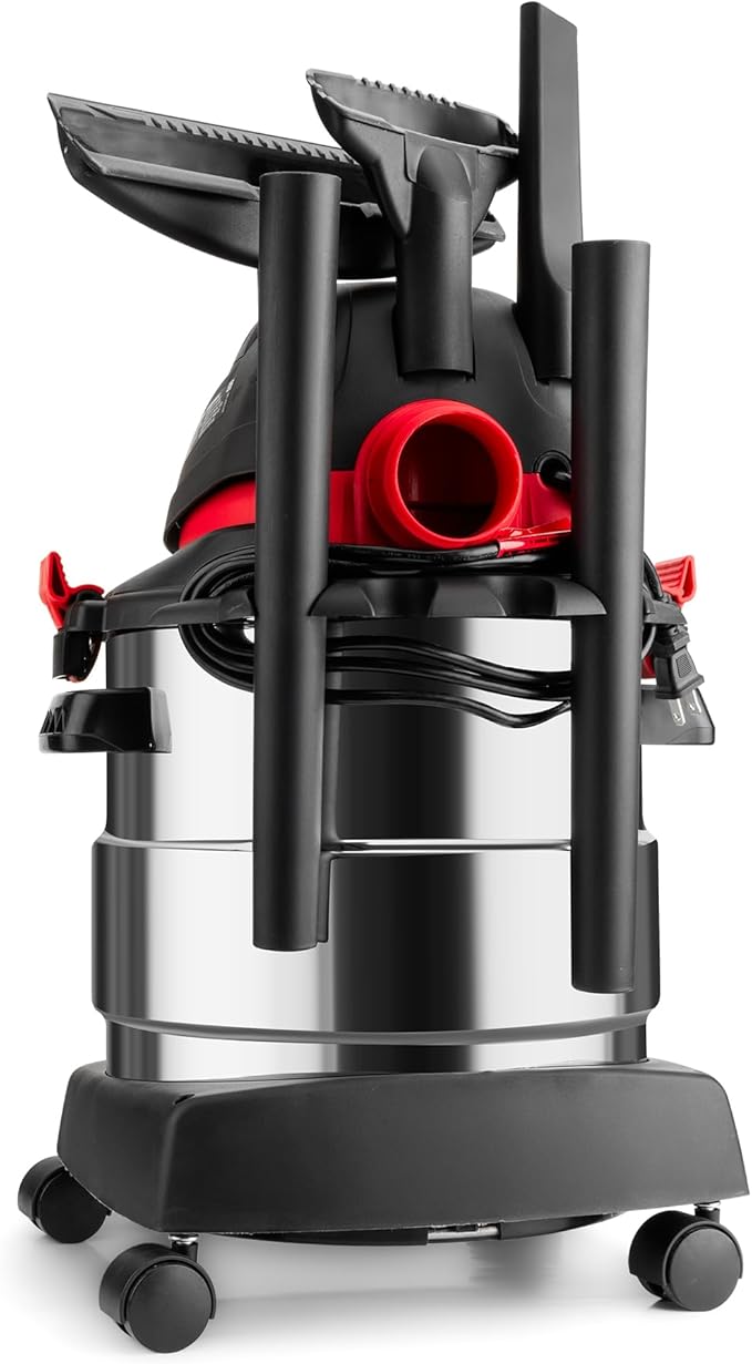 Shop-Vac 5989305 Wet/Dry Vacuum, 5 Gallon, 4.5 Peak HP Stainless Steel Vacuum, 1.25 Inch Diameter x 7 Foot Hose, 6 Ft Cord Length, Ideal for Jobsite, Garage, Car & Workshop