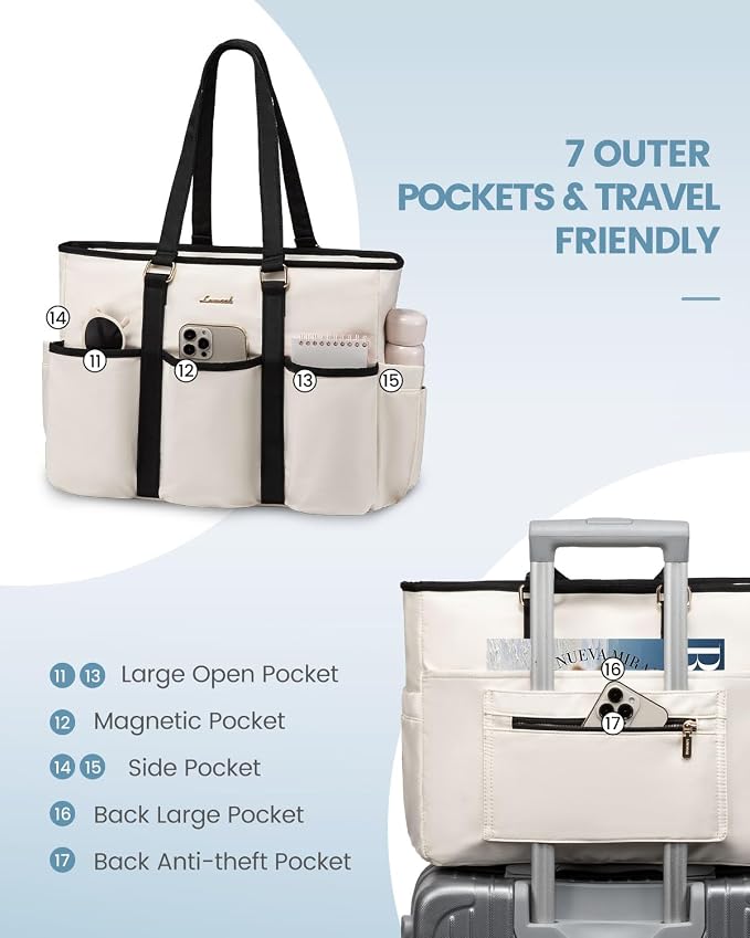 LOVEVOOK Work Tote Bag, 15.6 Inch Laptop Bag for Women Teacher Nurse Mom With Large Cup Holder, Computer Purse Large Handbag With Multi Pockets