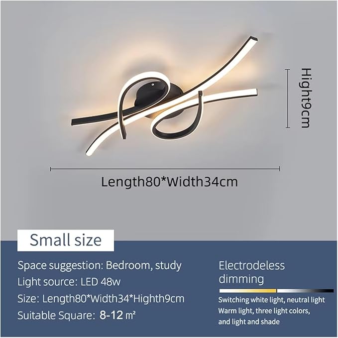 Smart Home Led Pendent Light Living Room Bedroom Study Room Hanging Light Black/Gold Art Decoration Chandelier