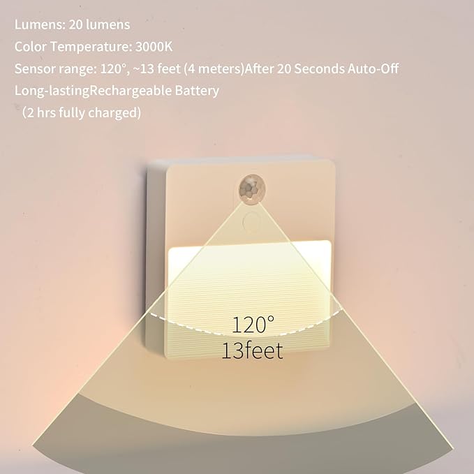 ASAWASA LED Motion Sensor Night Light, 7 Colors Rechargeable Magnetic Decor Wall Lights, Dimmable, Suitable for Bathroom hallways bedrooms Kitchen cabinets Staircase(3 Pack)