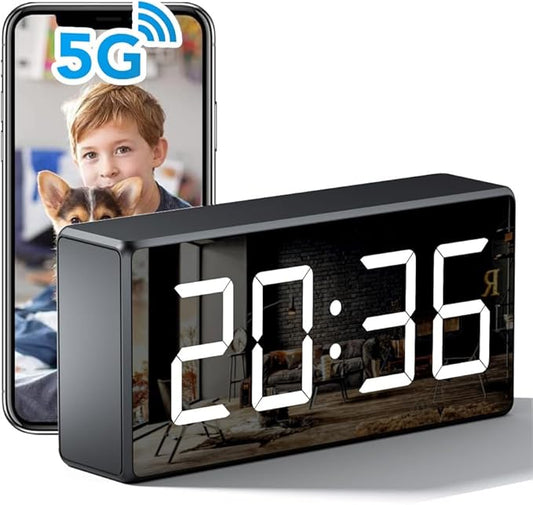 4K WiFi Camera Clock 5G Indoor Security Nanny Cam for Baby Monitor, Dog with Motion Detection, Night Vision