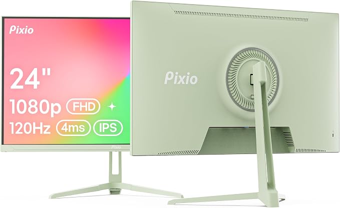 Pixio PX246 Wave Mint Green 24 inch 120Hz Refresh Rate FHD 1080p Resolution IPS Panel 4ms GTG Response Time Gaming Monitor with Adaptive Sync