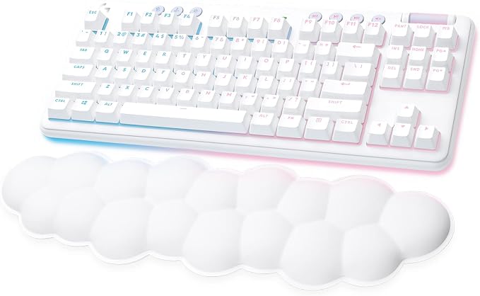 Logitech G715 Wireless Mechanical Gaming Keyboard - White Mist | LIGHTSYNC RGB, Lightspeed wireless, mechanical linear switches, keyboard palm rest, PC/Mac compatible