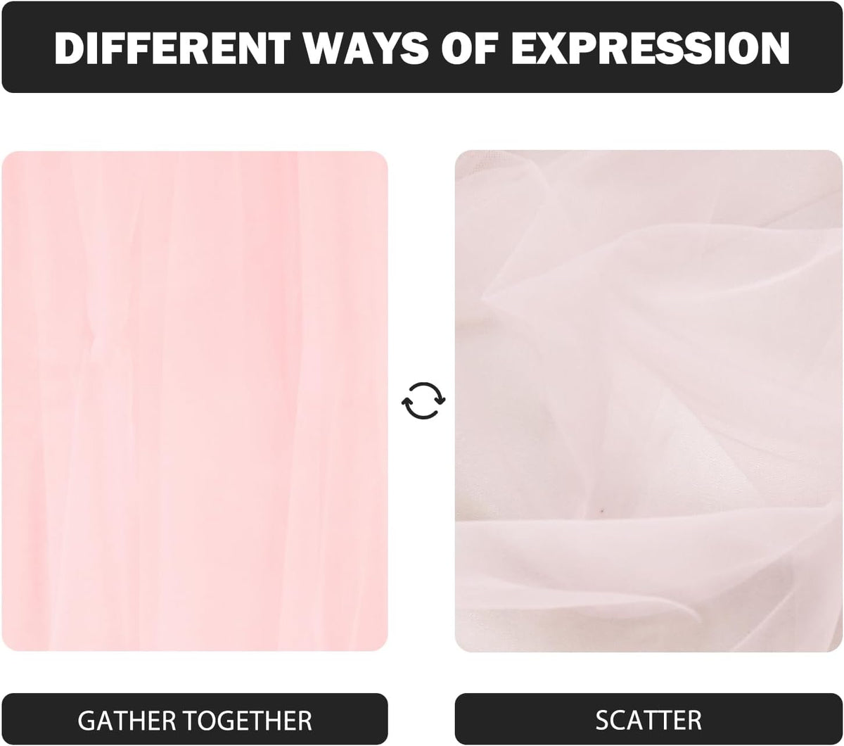 Artoid Mode 6Pcs Blushing Pink Gauze Table Runner 28x120Inch, Seasonal Sheer Kitchen Dining Holiday Wedding Birthday Baby Shower Table Decor for Home Party
