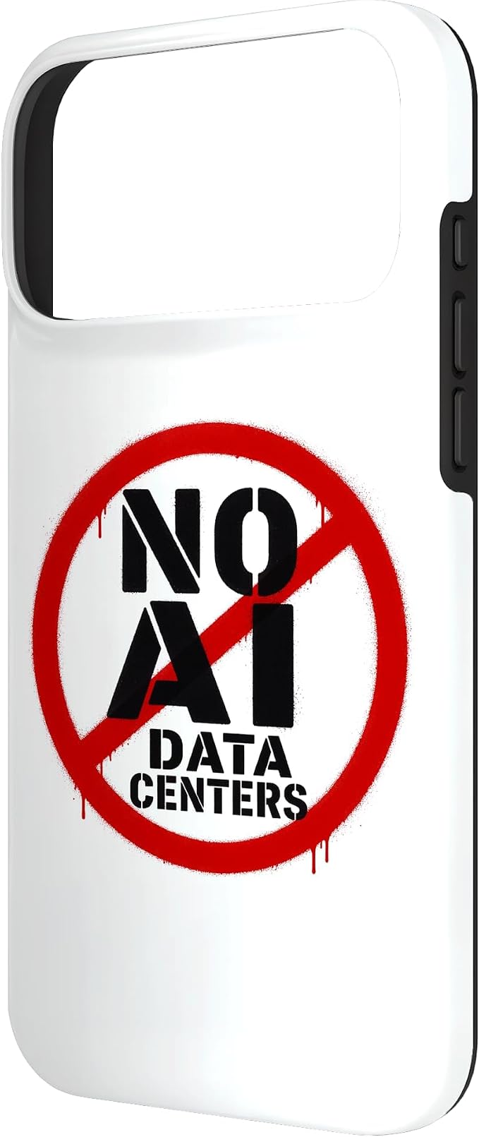 No AI Data Centers ��� Simple Minimal Spray Paint Style Text Case for iPhone 17 Pro Max