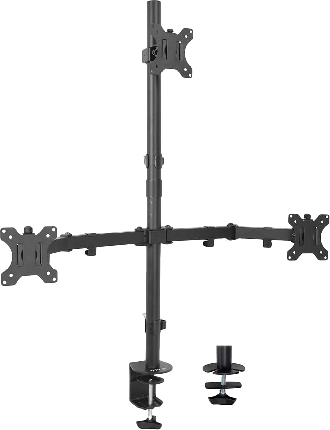 VIVO Triple LCD Monitor Desk Mount Stand Heavy Duty and Fully Adjustable, 3 Screens up to 30 inches STAND-V003T