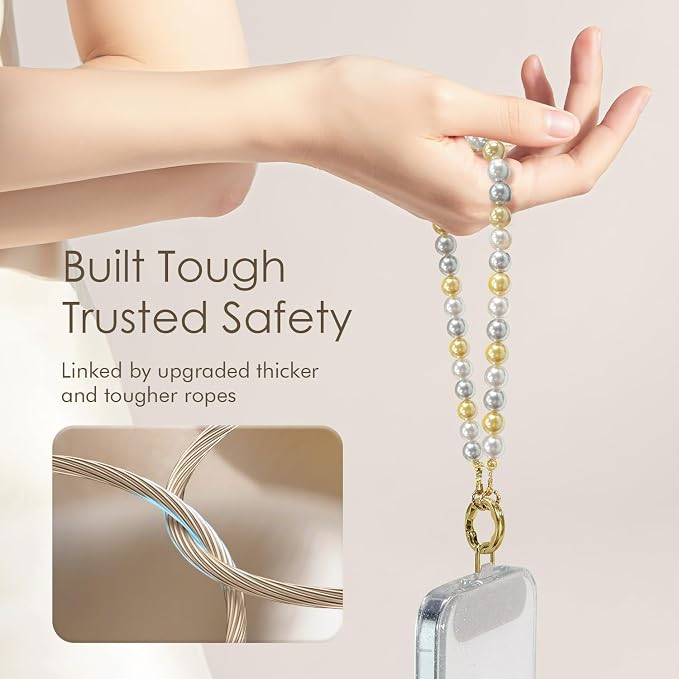 SURPHY Phone Charm, Handmade Beaded Phone Wrist Strap with Tether Tab | Phone Charm Strap, Phone Chain with Premium Metal Buckle, Wrist Strap Fits Cellphone Cases, Wallets, Bags, Keys