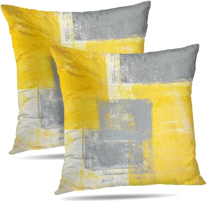 Throw Pillow Covers for Couch, 26x26 Inch, 2 Pack, Grey Yellow | Decorative Throw Pillow Covers Cushion Covers for Couch Bedroom Sofa Living Room