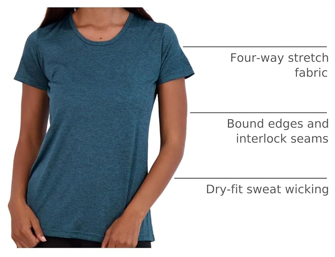 5 Pack Women's Dry Fit Short Sleeve Athletic Gym Workout Running Tops | Available in Plus Size, Exercise, Sports, Fitness, Quick Dry, Cooling, Moisture Wicking, Loose Basic Tees, Yoga, Pilates