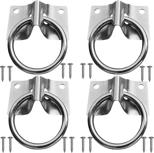 4PCS Cross Tie Ring for Horse, Zinc Plated Wall Mount Horse Tie Ring 2 inch Tie Ring Plate, with Screws