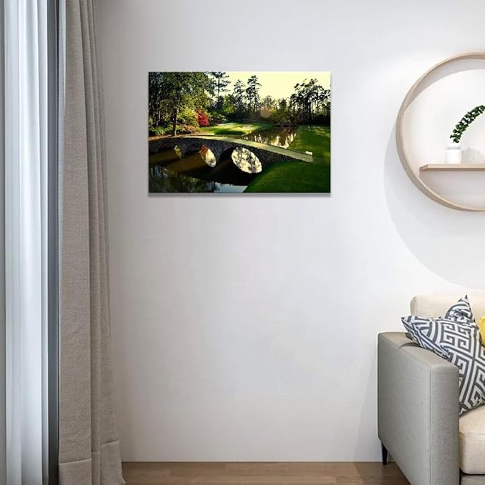 chenchenArt Augusta National Golf Course 12th Hole Wall Art Pictures Golf Club Wall Decor Office Decorations Canvas Artwork for Living Room Bedroom Framed Ready to Hang(28''H x 44''W)