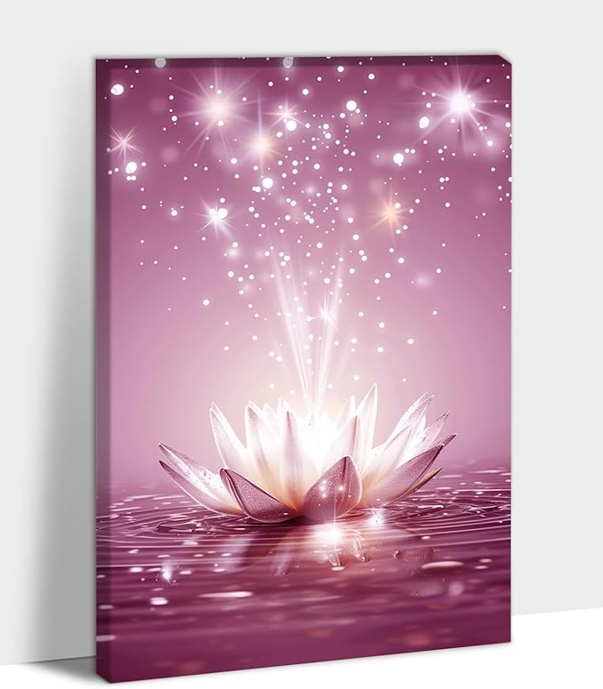 Zen White Lotus Flower Canvas Wall Art, Water Lily Bloom Picture, Lotus Flower Canvas Art Print, Calm Relax Poster, Meditation Spiritual Zen Flower Print for Yoga Spa Spiritual Room 32x48 inch