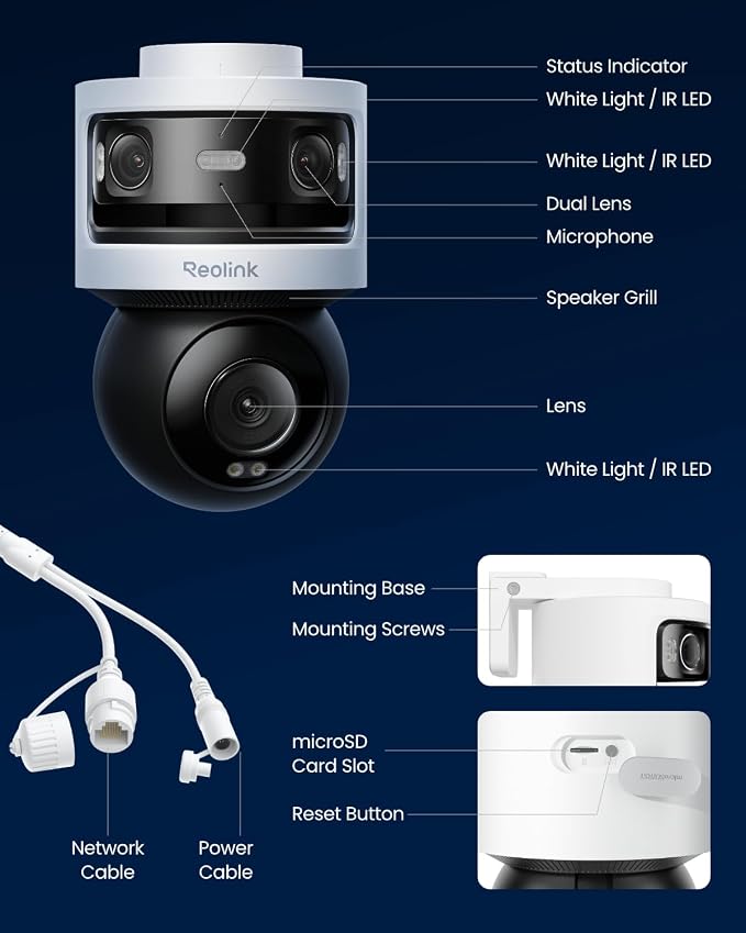 REOLINK OMVI 3i PoE Triple-Lens PoE Security Camera with Auto Tracking | 10MP 180�� Panoramic & 4K PT, AI Video Search, 24/7 Recording, Perimeter Protection, Color & IR Night Vision, Smart Detection
