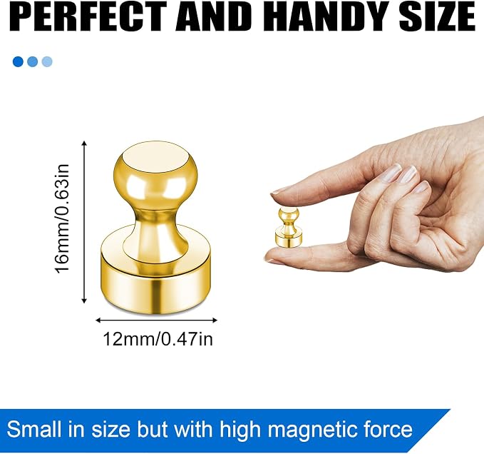 LOVIMAG Fridge Magnets 40Pcs, Magnet for Refrigerator Whiteboard, Gold | Small Strong Neodymium Metal Cute Push Pin for Classroom, Kitchen, Accessories Decorative, Office, Calendar