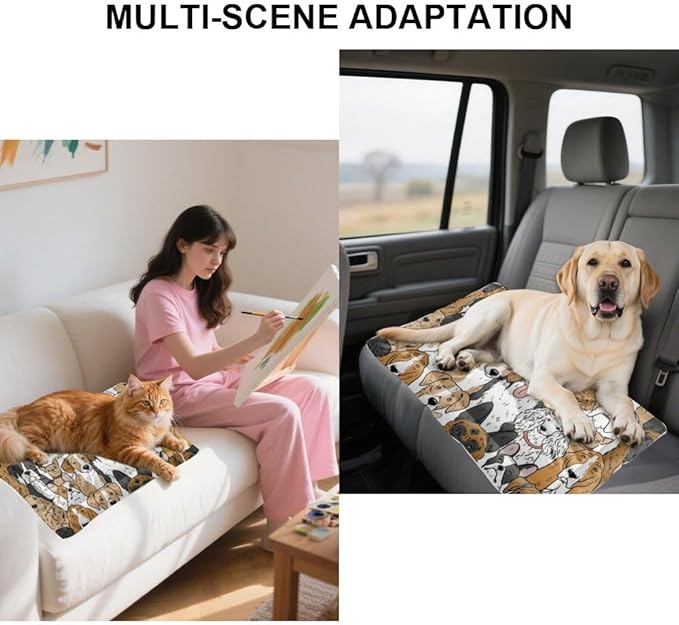 Cute Cartoon Dogs Dog Beds and Furniture Dog Cage Mats Cage Pad Medium Bed for Crate Washable Non-Slip Bed for Crate Furniture Mat Beds and Indoor Outdoor 24X18 Inch
