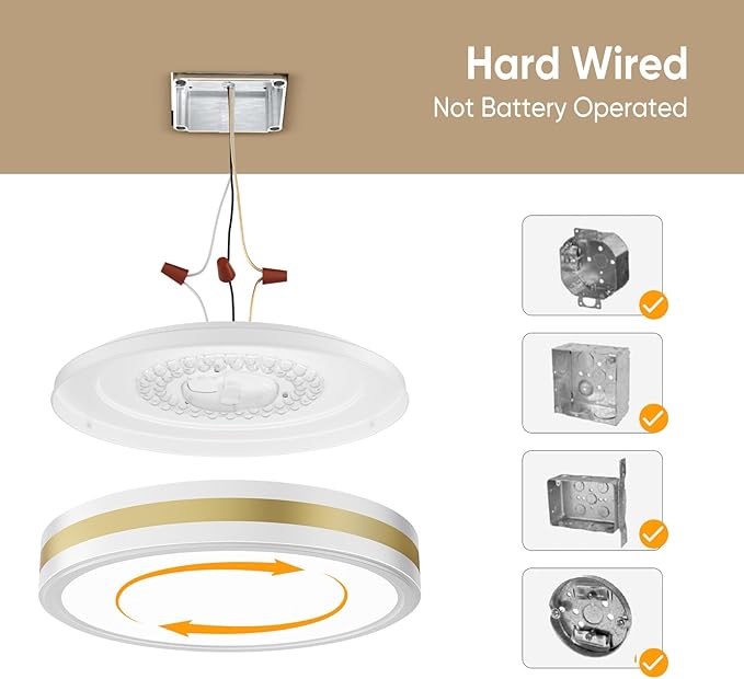 15 Inch Flush Mount Modern White Gold LED Ceiling Light with Night Light, 5CCT 35W 3500LM 2700K-6500K Adjustable, Dimmable Light Fixture for Bedroom Hallway, ETL