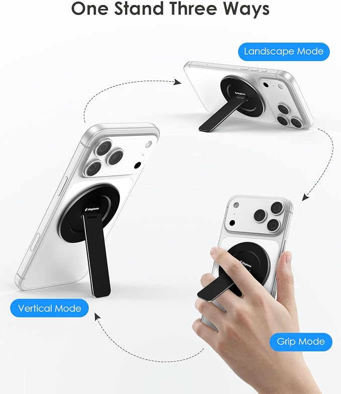 Magnetic Phone Stand for Magsafe, Ultra-Slim Snap-on Phone Holder Kickstand,180�� Adjustable Angle Damping Design Cellphone Grip, Black