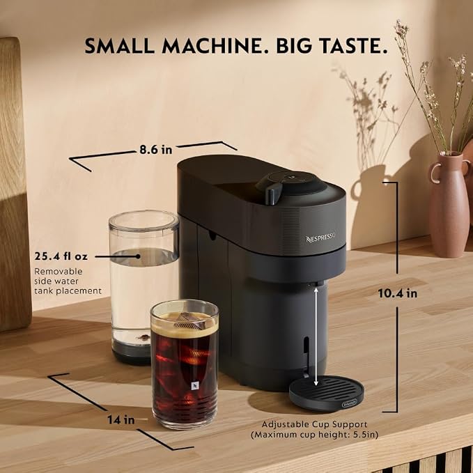 Nespresso Vertuo Pop+ Coffee Machine & Samra Origins Pods by De'Longhi | Liquorice black machine by De'Longhi with The Weeknd's Togetherness Blend: 20 light roast double espresso pods, 2.7 fl. oz.