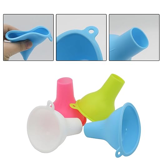 4 PCS Wide Mouth Funnels, Silicone Funnels for Filling Bottles, Multi Color Flexible Canning Funnel Set for Jars, Kitchen Use, Liquid Oil and Powder Transfer(Color 2)