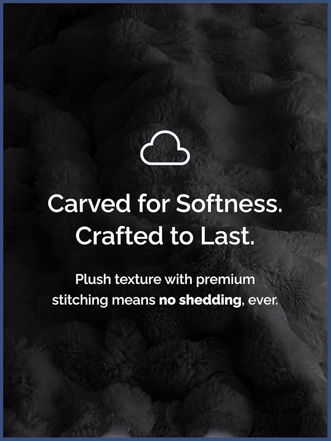 3D Fleece Bubble Blanket Throw Size - Rabbit Blanket - 50" x 60", Black | Soft Fluffy Faux Fur Blanket for Couch Sofa & Chair, Cozy Gifts for Women, Tie Dye Cloud Throw Bed Cover, Thick Plush Bedding