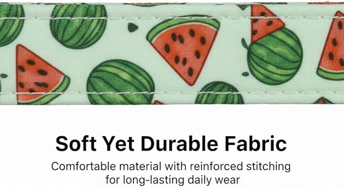 Dog Collar for Small Dogs, Summer Dog Collar with Watermelon Print and Charm, Adjustable Pet Collar for Girl Boy Dogs