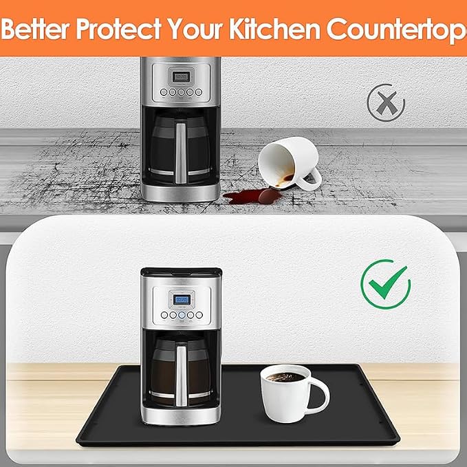 Coffee Mat, Bar Mat for Kitchen Counter, 16"x24" Kitchen Coffee Bar Pad, Anti-Slip, Heat Resistant Pad for Espresso Machines, Dinner Plates, Ice Cream Machines, Espresso Accessory