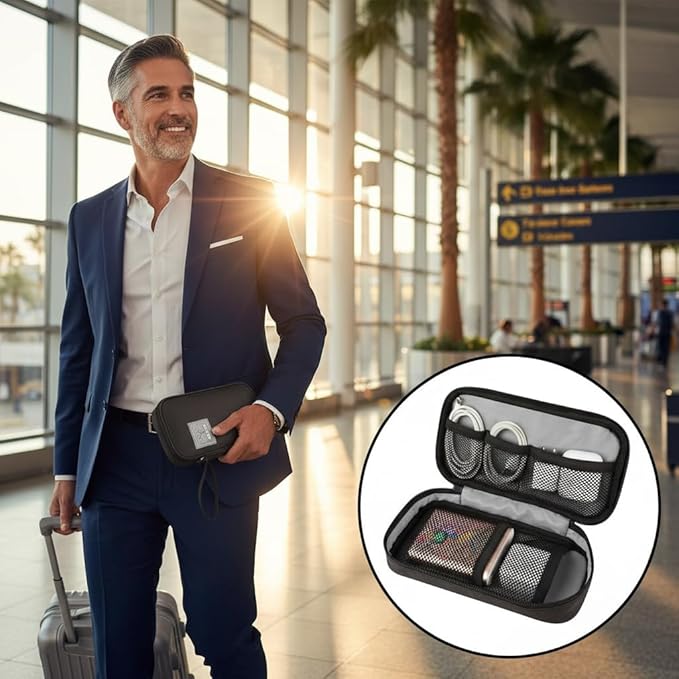GOX Cable Organizer Pouch ��� Case for Chargers and Cords, Cord Organizer Travel Black, Small Cable Organizer Bag for Earbuds & Tech Accessories(Black)
