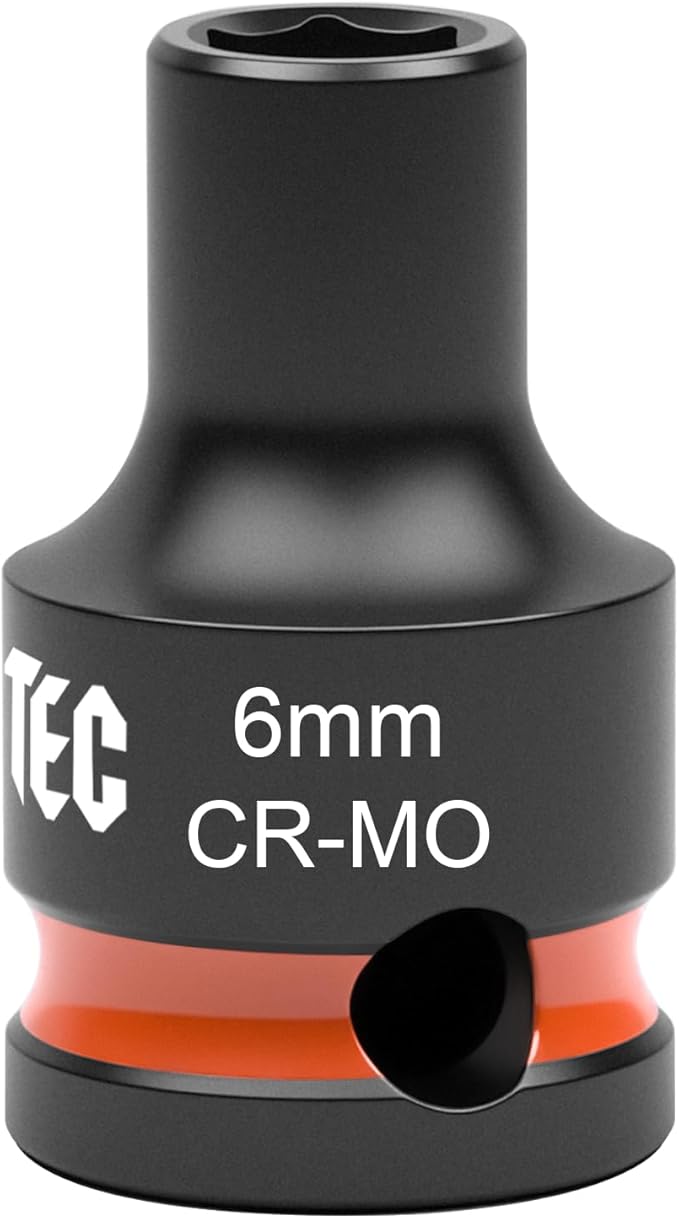 6-Point Deep Impact Socket, 3/8-Inch Drive 6mm Socket, Cr-Mo,Automotive, Truck Maintenance, Heavy Equipment Repair