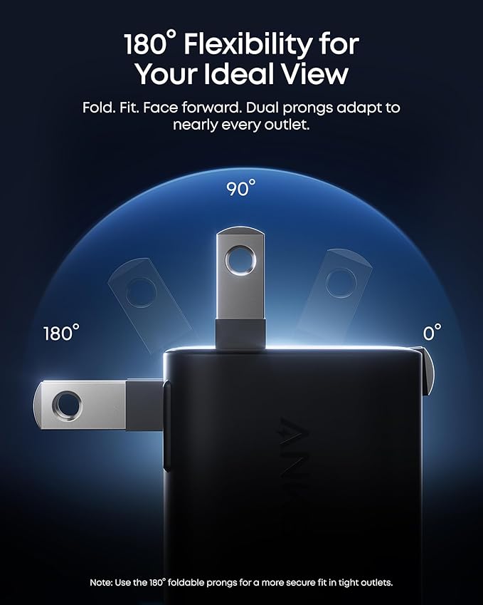 Anker Nano Smart Display Charger, 45W Max Fast Charger USB C for iPhone 17 | 180° Foldable Plug,Smart Recognition, Care Mode GaN USB C Charger Block for iPhone 17/16 (Non-Battery,1 USB-C Port,No Cable)