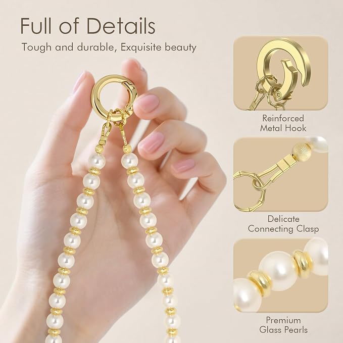 SURPHY Phone Charm, Handmade Beaded Phone Wrist Strap with Tether Tab | Phone Charm Strap, Phone Chain with Premium Metal Buckle, Wrist Strap Fits Cellphone Cases, Wallets, Bags, Keys